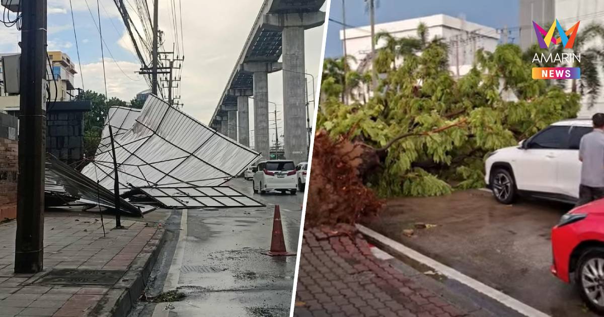 ลมหมุนถล่มกรุง! ฝนตกหนัก ลมแรง หลังคาปลิวว่อน ต้นไม้ล้ม จราจรติดขัด