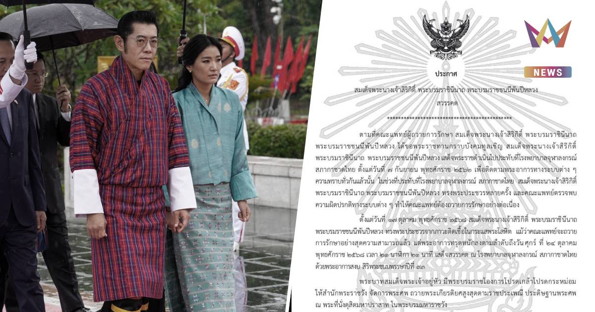 สมเด็จพระราชาธิบดีจิกมี แสดงความเสียพระราชหฤทัย พระพันปีหลวง สวรรคต