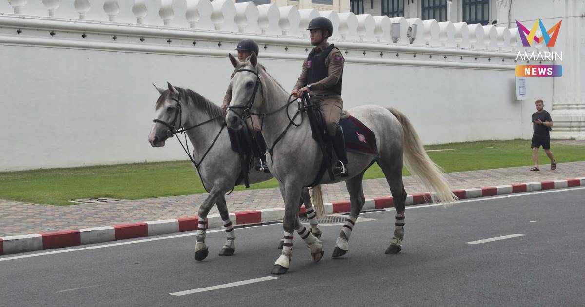 ตำรวจม้า ถวายรักษาความปลอดภัยตามเส้นทางโดยรอบ พระบรมมหาราชวัง