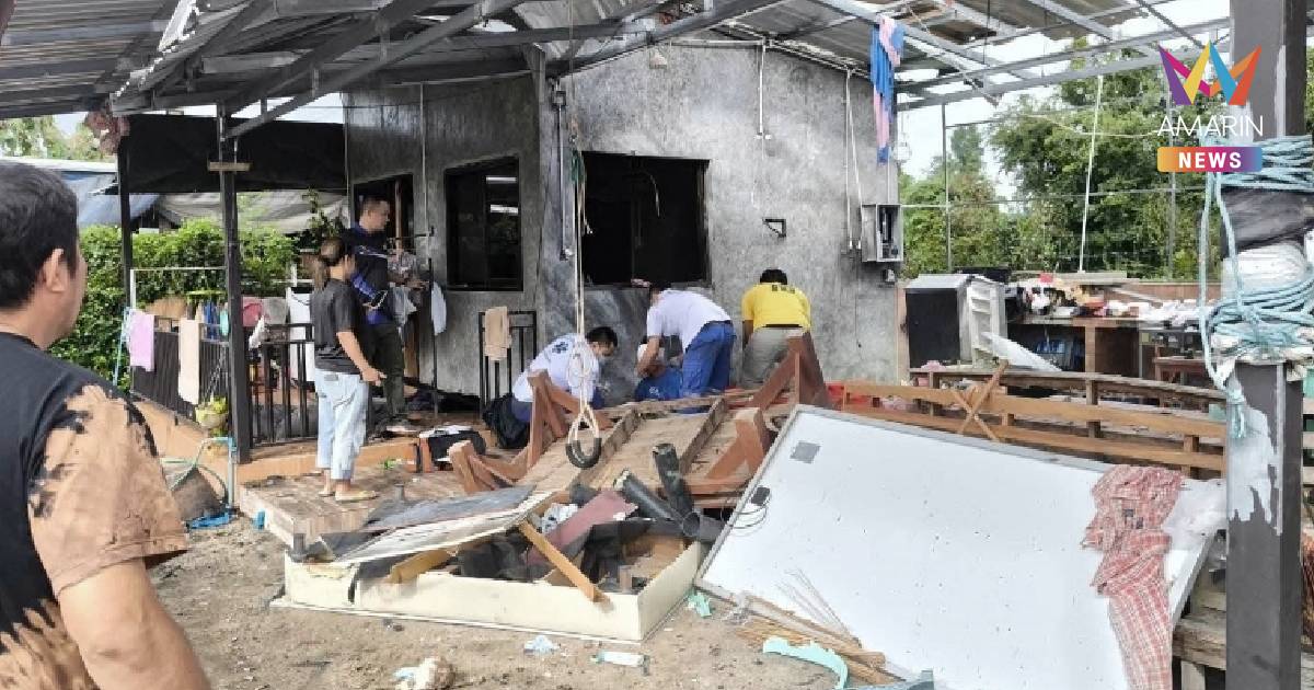 เจียรเหล็กในบ้าน ประกายไฟพุ่งตกใส่ชุดแบตเตอรี่สำรองไฟระเบิดสนั่น