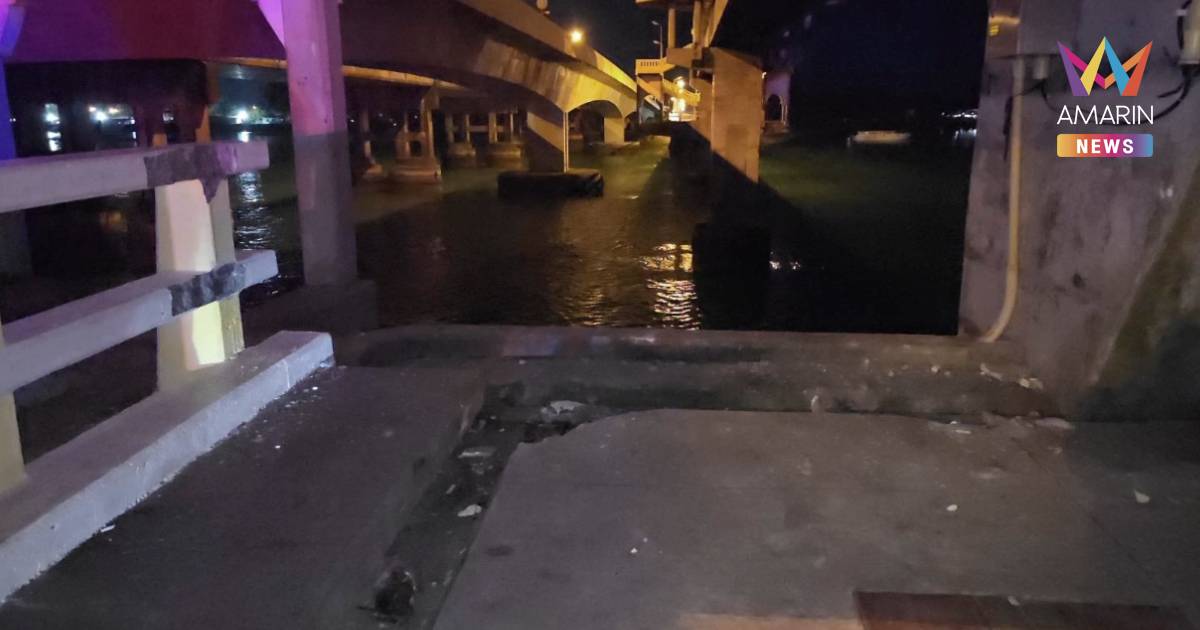 หนุ่มซิ่งกระบะ ชนรั้วกั้นสะพานสารสิน ก่อนตกทะเลจมหาย