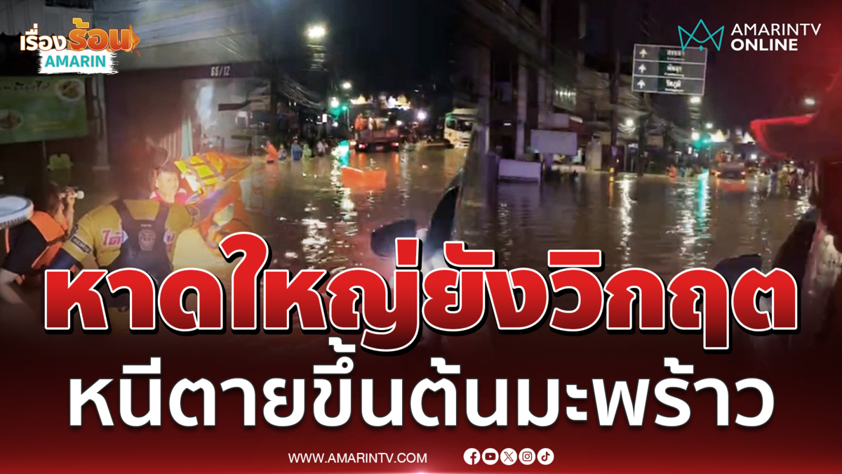 นาทีช่วยป้าติดน้ำบนต้นมะพร้าว หาดใหญ่ยังวิกฤตหนัก