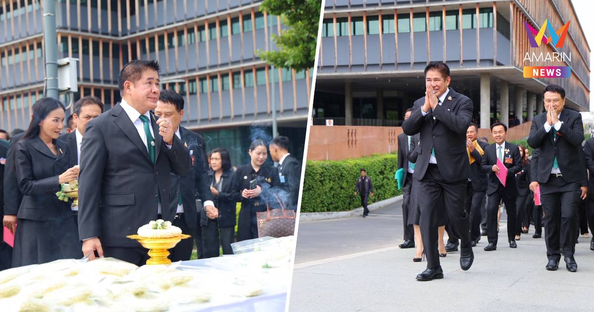 "ธรรมนัส" ชื่นมื่นควง"นฤมล" พาสส.รายงานตัวสภาไหว้ขอพรสิ่งศักดิ์สิทธิ์