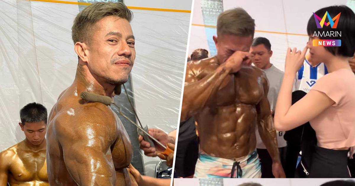 น้ำตาของพ่อ ปล่อยโฮเห็น "น้องทับทิม" เซอร์ไพรส์เชียร์ข้างเวทีเพาะกาย