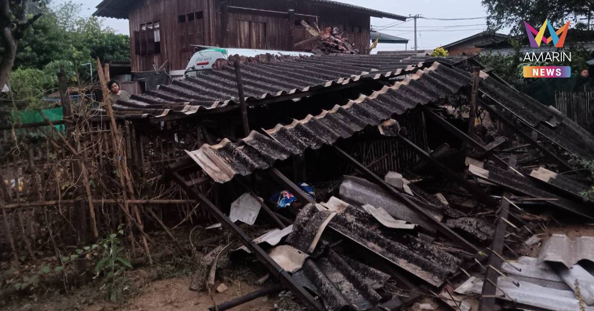 พายุถล่ม! อ.แม่สะเรียง เกิดพายุฝนลูกเห็บตกถล่มซ้ำ เสียหายกว่า 90 หลัง