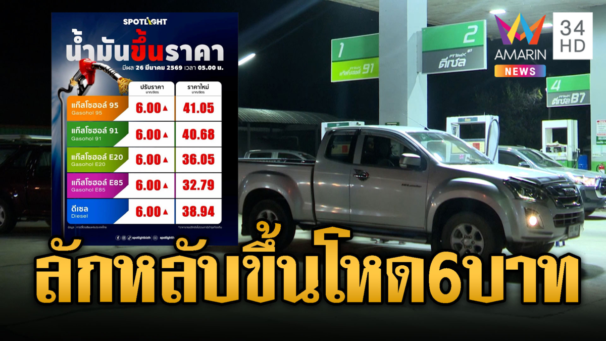 ช็อกกลางดึก น้ำมันพุ่งขึ้น6บาทต่อลิตร