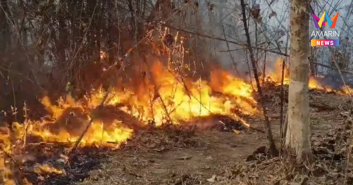ลำปางระอุ!ไฟป่าถ้ำผาไทลุกไหม้กลางเขาสูงวอด 65 ไร่