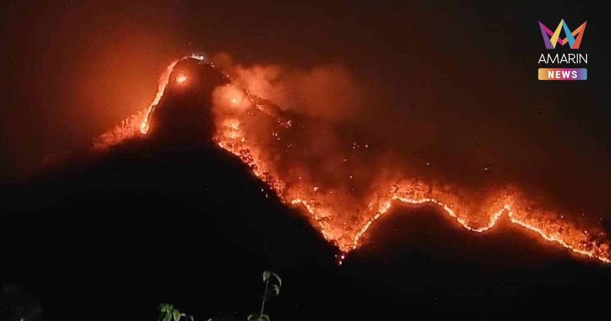 ไฟป่าลุกลาม! เพลิงไหม้รุนแรง ขยายวงกว้าง บริเวณแนวเขาพระธาตุ เชียงราย