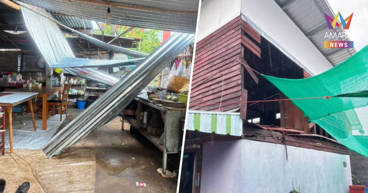 พายุถล่มชัยภูมิ! พายุฤดูร้อน ลูกเห็บ พัดถล่มวัด บ้านพังเสียหาย 2 อำเภอ