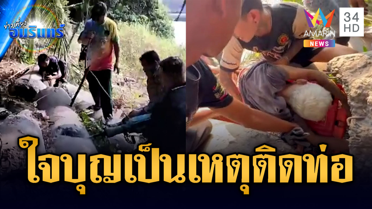 ใจบุญเป็นเหตุ! ยาย 81 มุดช่วยหมาติดท่อ สุดท้ายติดทั้งคู่